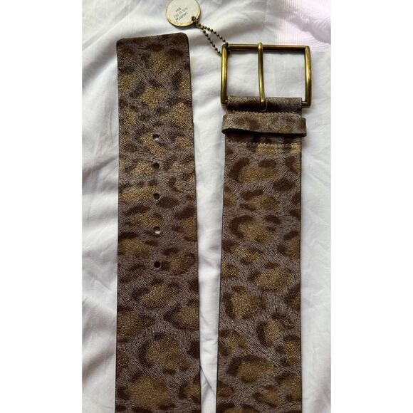 Streets Ahead Purple Gold Leather Cheetah Print Wide Belt Size Small NEW - Picture 3 of 4